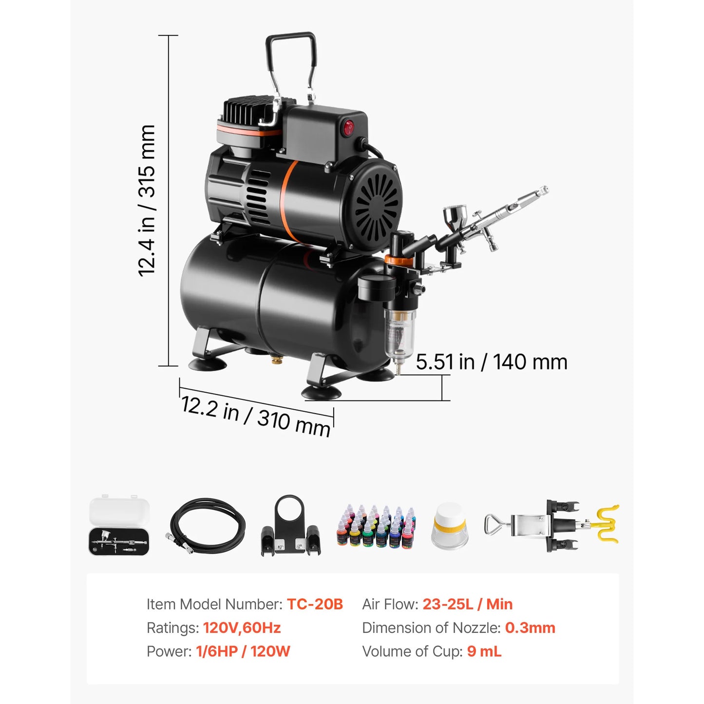 SucceBuy Airbrush Kit With Air Compressor Dual-Action Set