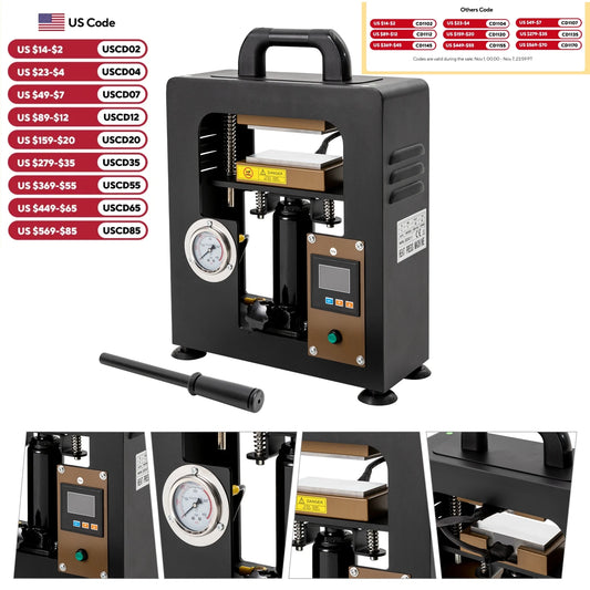 Hydraulic Heat Press Machine With LCD And Pressure Gauge 110V