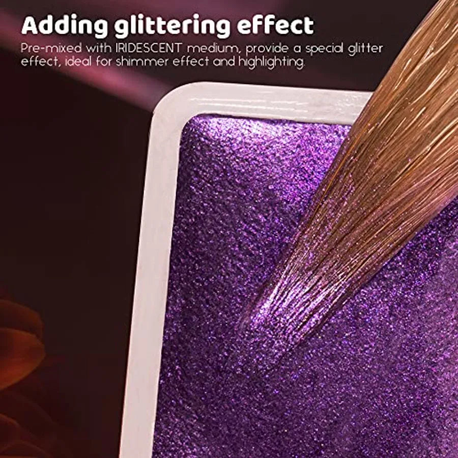 Watercolor Artist Grade 24 Metallic Glitter Set With Palette Journal