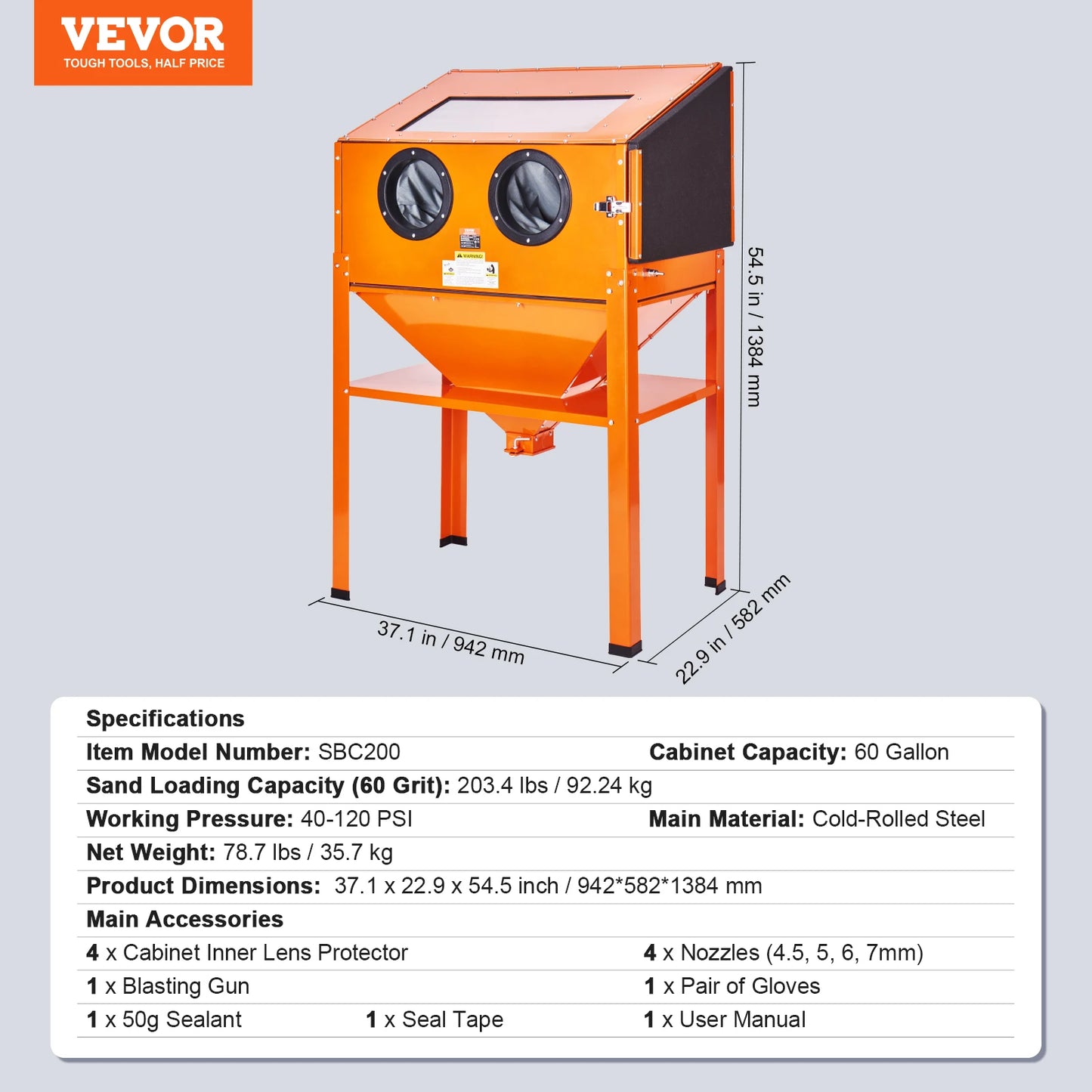 SucceBuy Portable Sandblasting Cabinet With Blasting Gun Nozzles