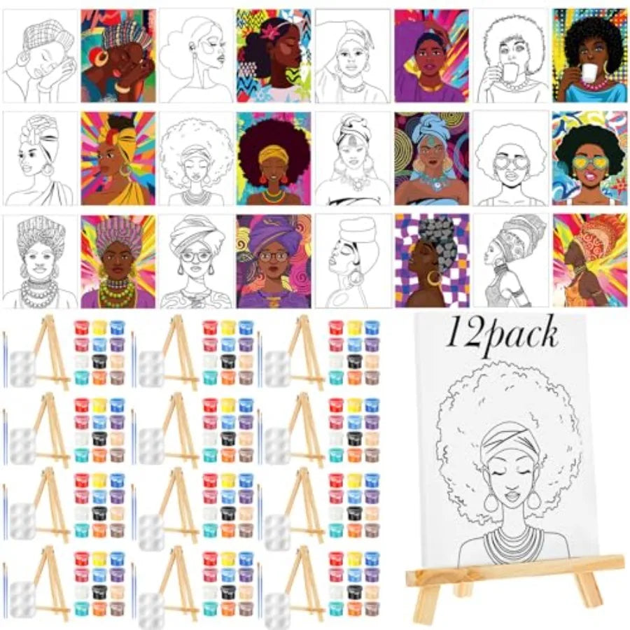 Sip And Paint Pre Drawn Canvases Kit For Painting Party