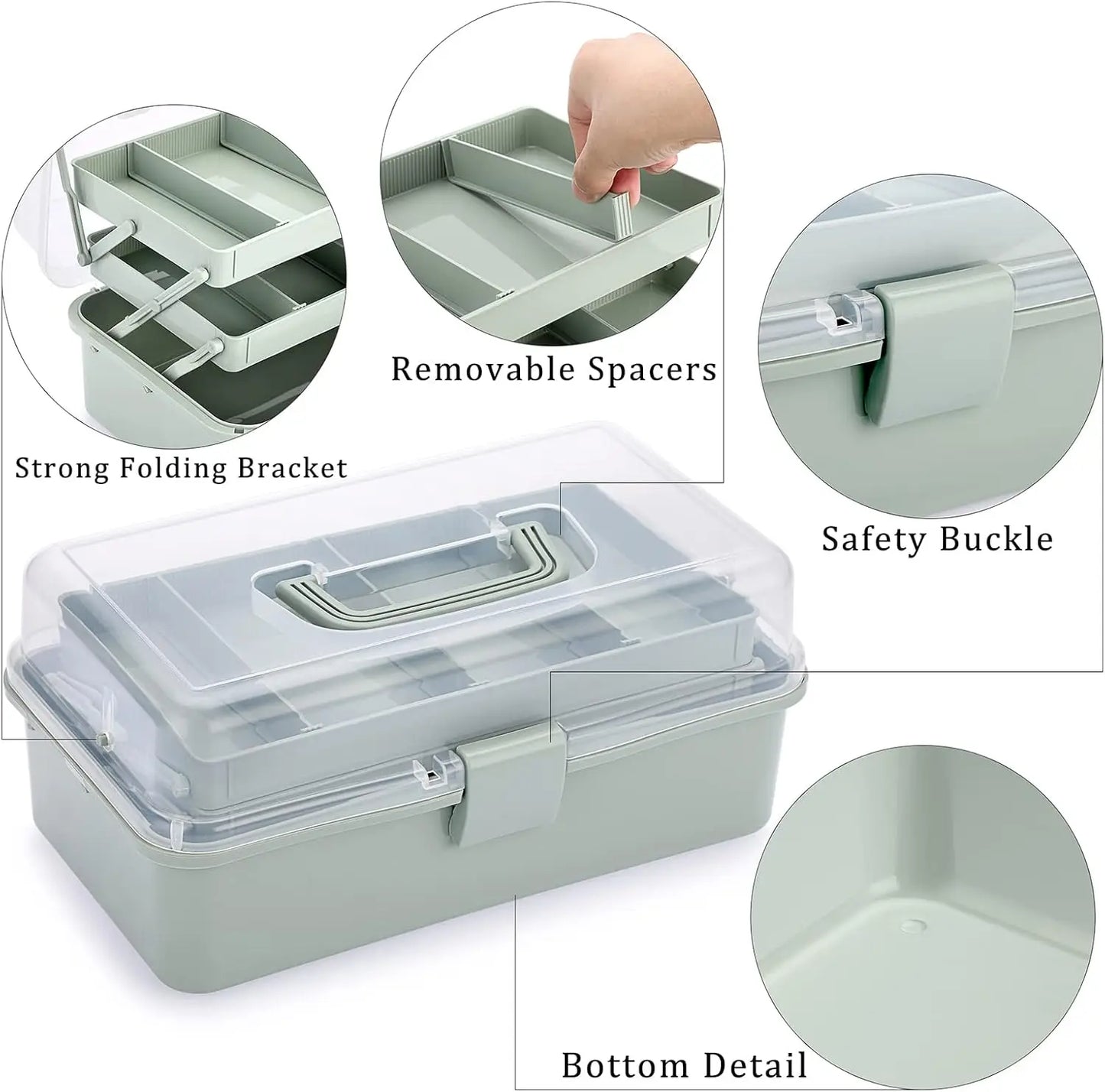 Three Layer Plastic Dividing Storage Box With Adjustable Spacers