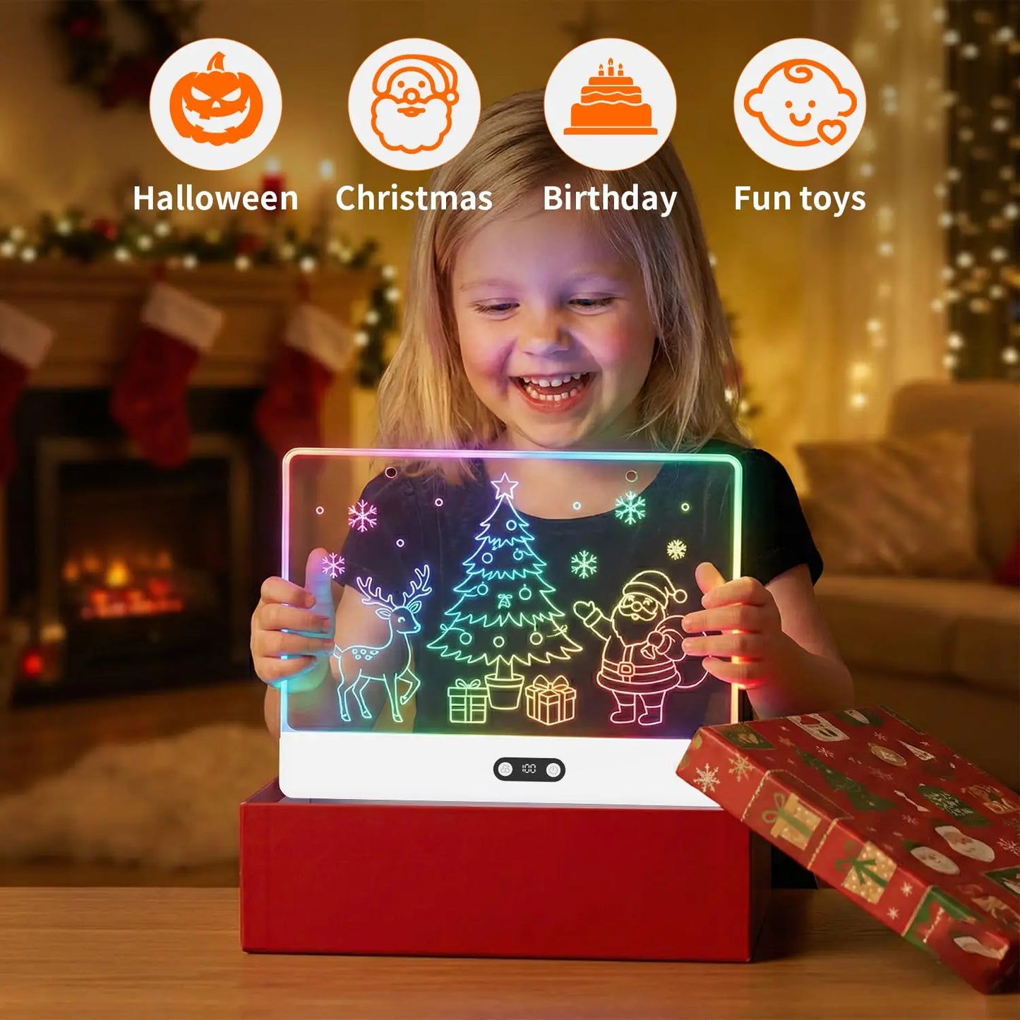 Rechargeable LED Drawing Board For Kids With Stand And 11 Light Effects