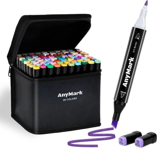 Alcohol Markers Dual Tip Set 80 For Drawing And Sketching