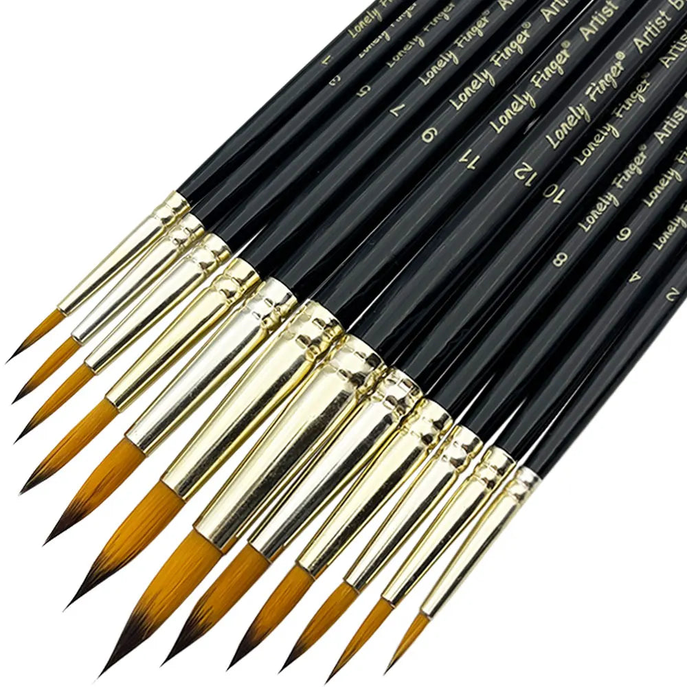 12-Piece Nylon Artist Paint Brush Set for Acrylic, Watercolor, Oil