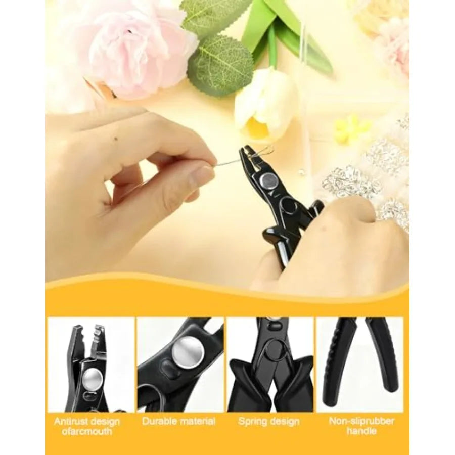 1950 Pcs Jewelry Making Cord End Kit, Crimp Tube Beads with Organizer Box, Includes Crimp Beads, Cover, Lobster Clasp, Jump Rin