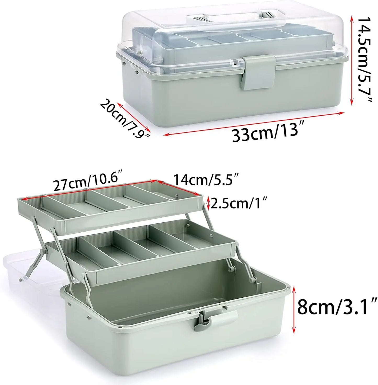 Three Layer Plastic Dividing Storage Box With Adjustable Spacers