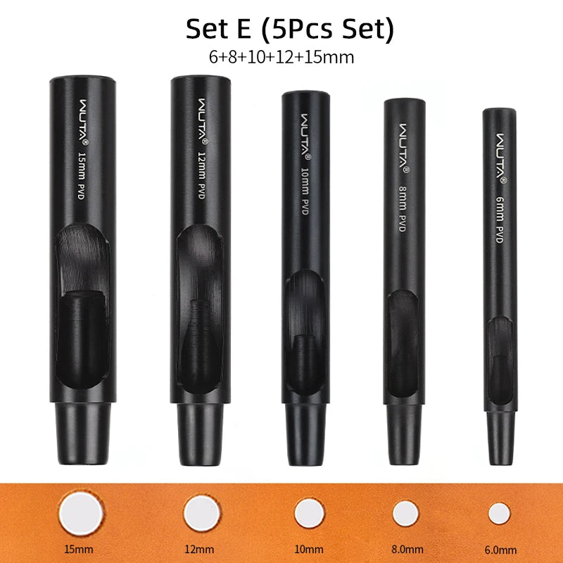 Leather Round Hole Punch Tool Set With Titanium Plating