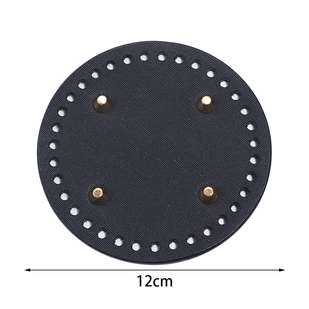 PU Leather Oval Round Bag Bottom for DIY Knitting Crochet