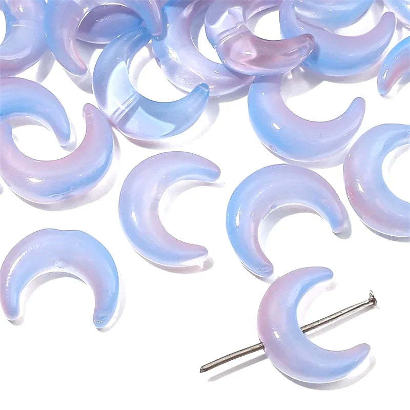 10pcs 15x12mm Crystal Glass Moon Charm Beads Fit for 8mm Beads for Necklace Bracelet Earring DIY Jewelry Making Supply