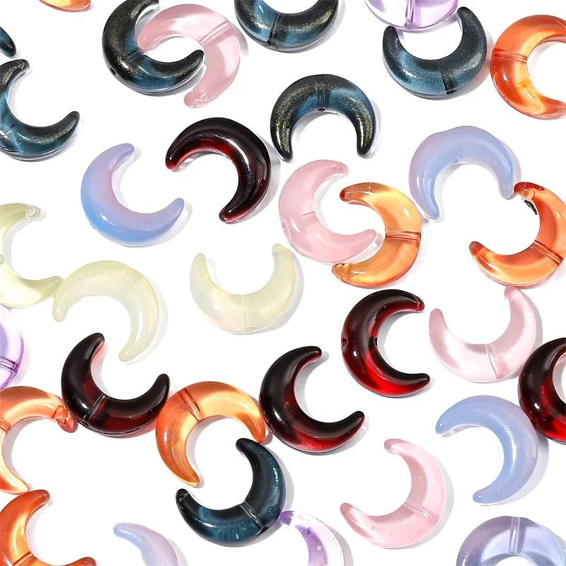 10pcs 15x12mm Crystal Glass Moon Charm Beads Fit for 8mm Beads for Necklace Bracelet Earring DIY Jewelry Making Supply