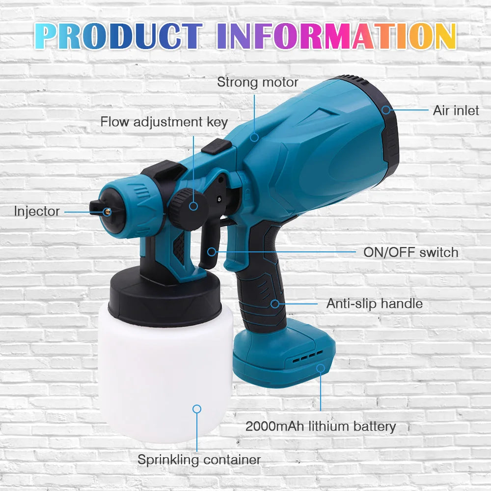 HVLP Cordless Paint Sprayer With 21V Dual 2000mAh Batteries