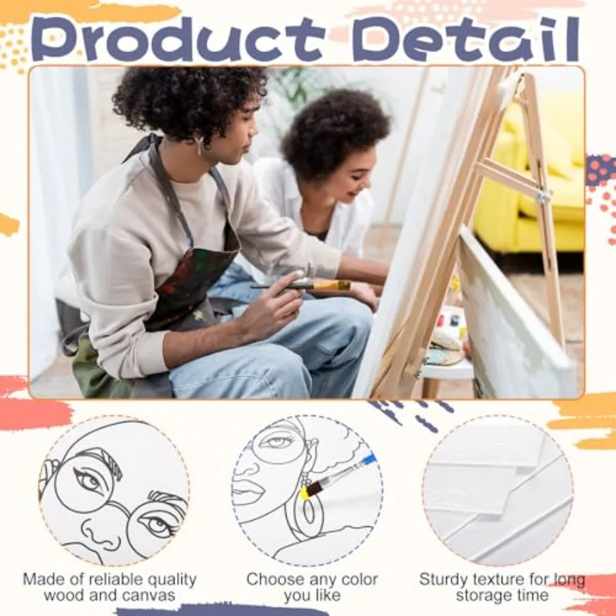 Sip and Paint Kit, 108 Pcs, Pre Drawn Canvas Artwork