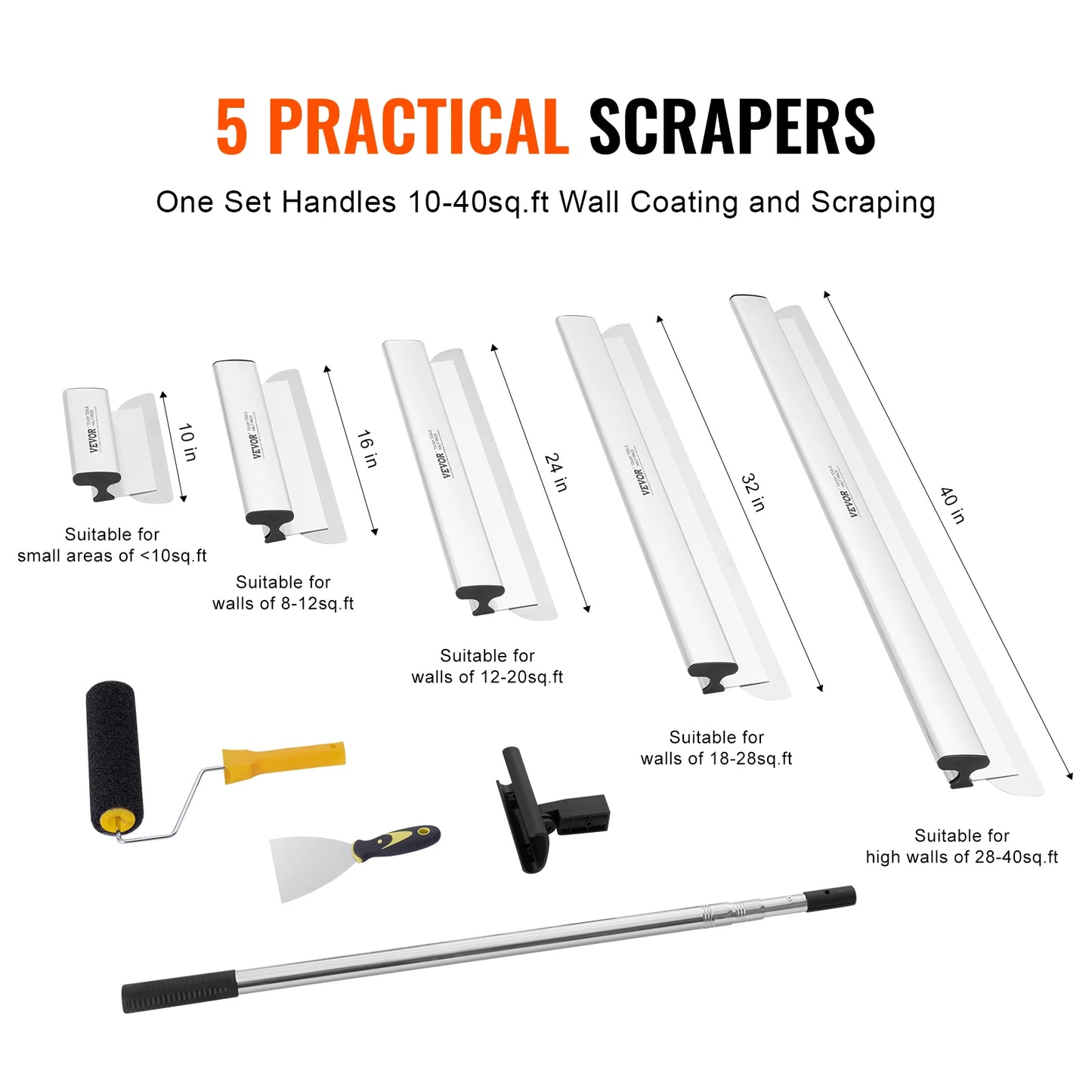 Professional Drywall Skimming Blade Set with Extension Pole