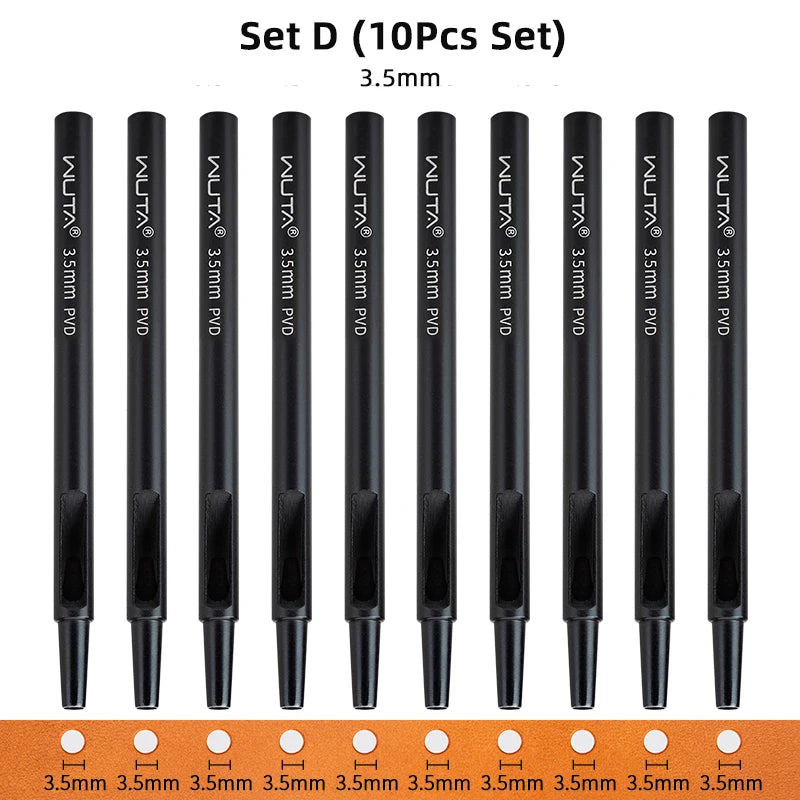 Leather Round Hole Punch Tool Set With Titanium Plating