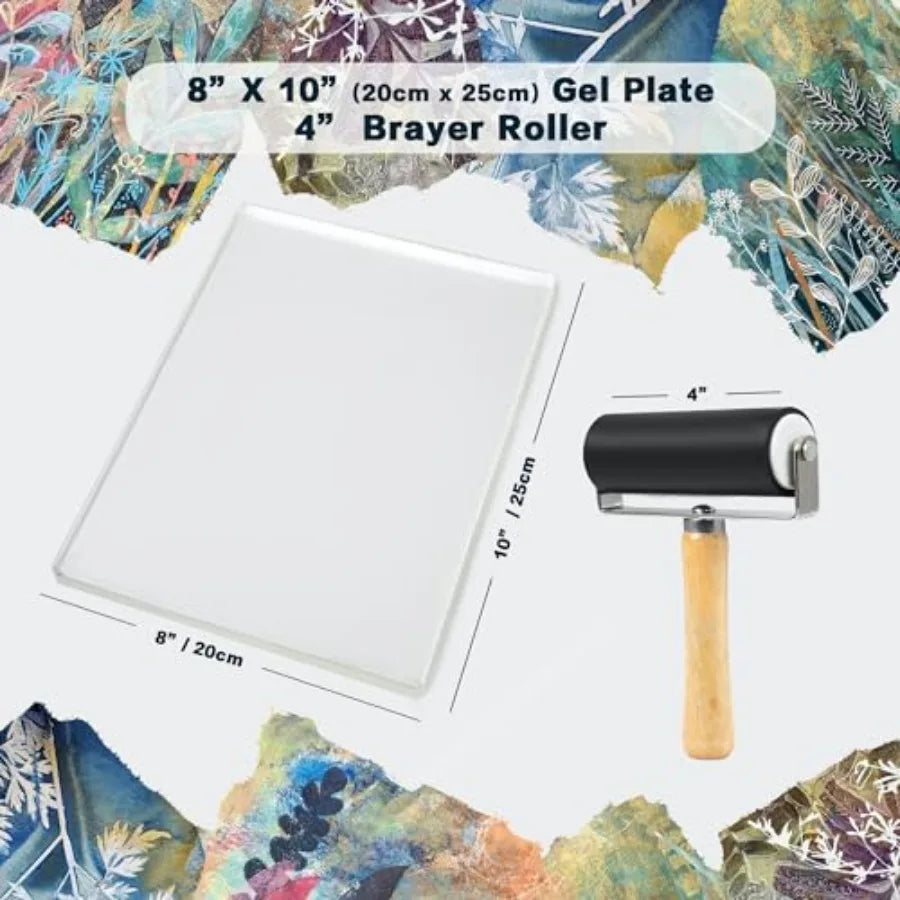 Gel Printing Plate Kit With Printmaking Paper And Brayer