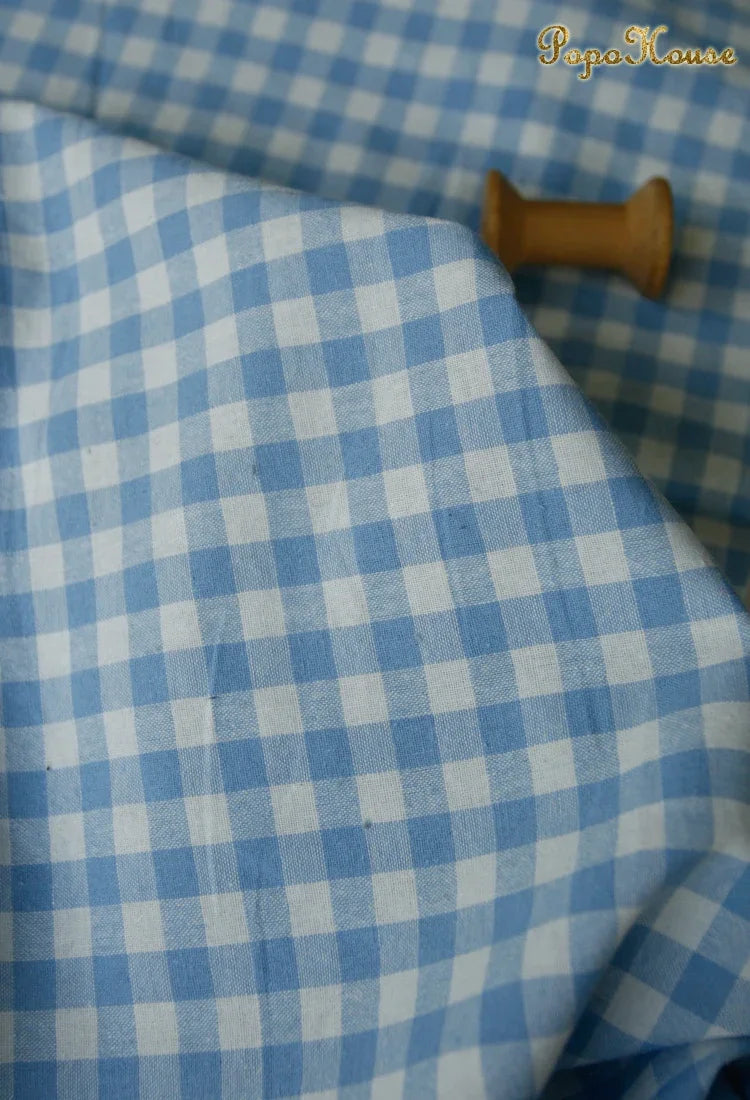 Vintage Linen Grid Striped Woven Cotton Fabric For Sewing Projects