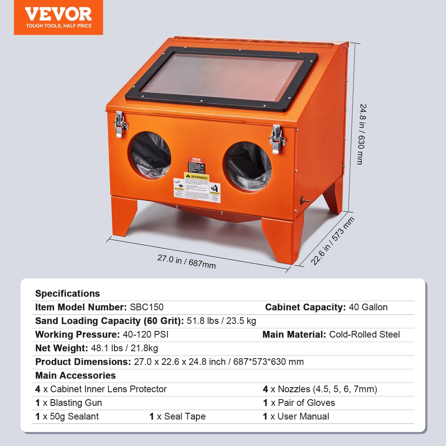 SucceBuy Portable Sandblasting Cabinet With Blasting Gun Nozzles