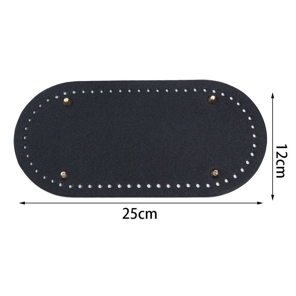 PU Leather Oval Round Bag Bottom for DIY Knitting Crochet