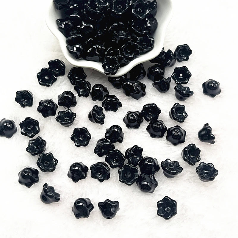 New 20pcs/lot 7X12mm Colorful Bellflower Lampwork Beads Caps Glass Spacer Beads for Jewelry Making DIY Bracelets Hairpin