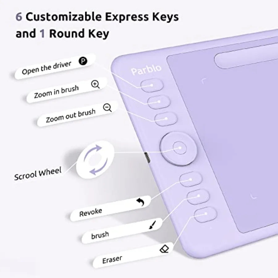 Graphic Drawing Tablet With Battery-Free Stylus And Glove 8192 Levels