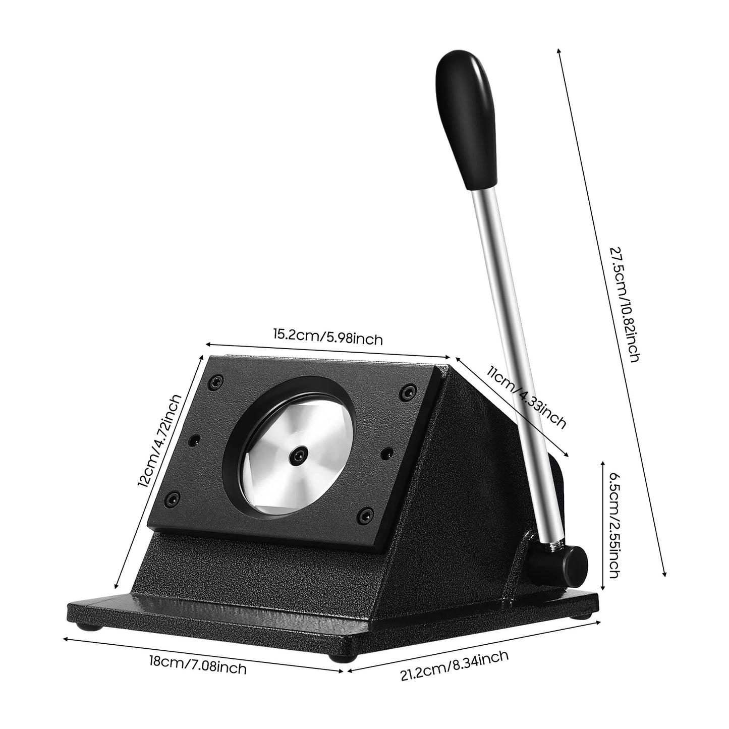 Circle Cutters Die Cutting Machine Punch Die Cutter 58mm Round Paper Cutter for Badge Making Stainless Steel Aluminum Alloy Quenched Blade Sharp Smooth Edge 10.82 Inch Ergonomic Lever Non Slip Base