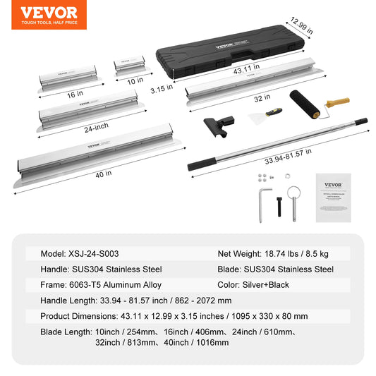 Professional Drywall Skimming Blade Set with Extension Pole