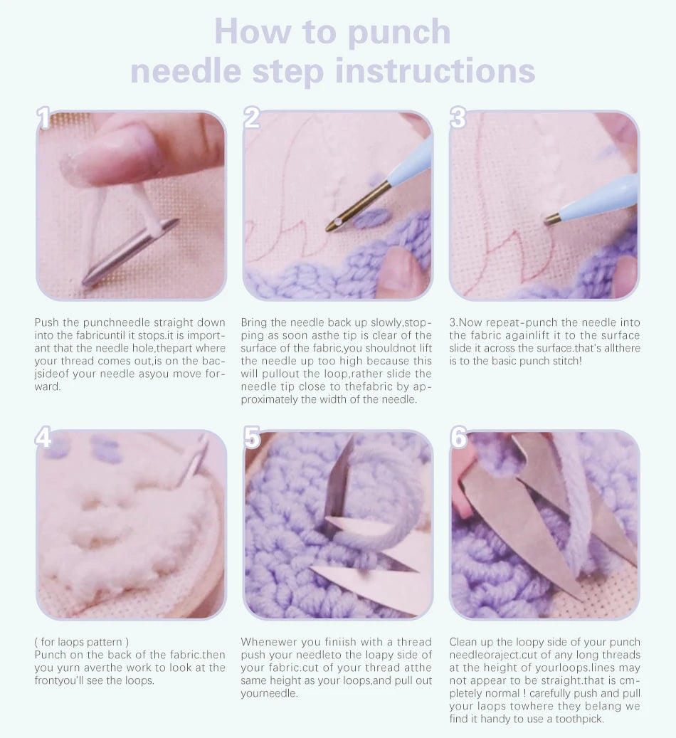 Punch Needle Kits For Beginner 20x20cm Easy Punch Needle Starter Kit With Embroidery Frame Flower Pattern Craft Kit Home Decorat