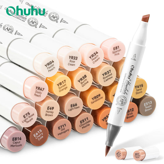 Ohuhu Honolulu 24 Marker Set Alcohol Based Dual Tips Sketching