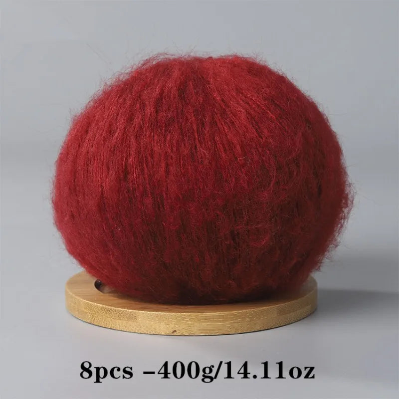 8pcs 400g Mohair Yarn For Crocheting And Knitting DIY Pet Toys  DIY Crafts Soft Comfortable Skin Friendly Spring and Summer