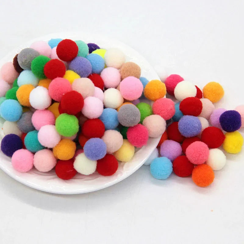 Assorted Fluffy Pom Poms For Craft Projects Or DIY Decor