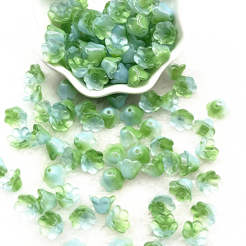 New 20pcs/lot 7X12mm Colorful Bellflower Lampwork Beads Caps Glass Spacer Beads for Jewelry Making DIY Bracelets Hairpin