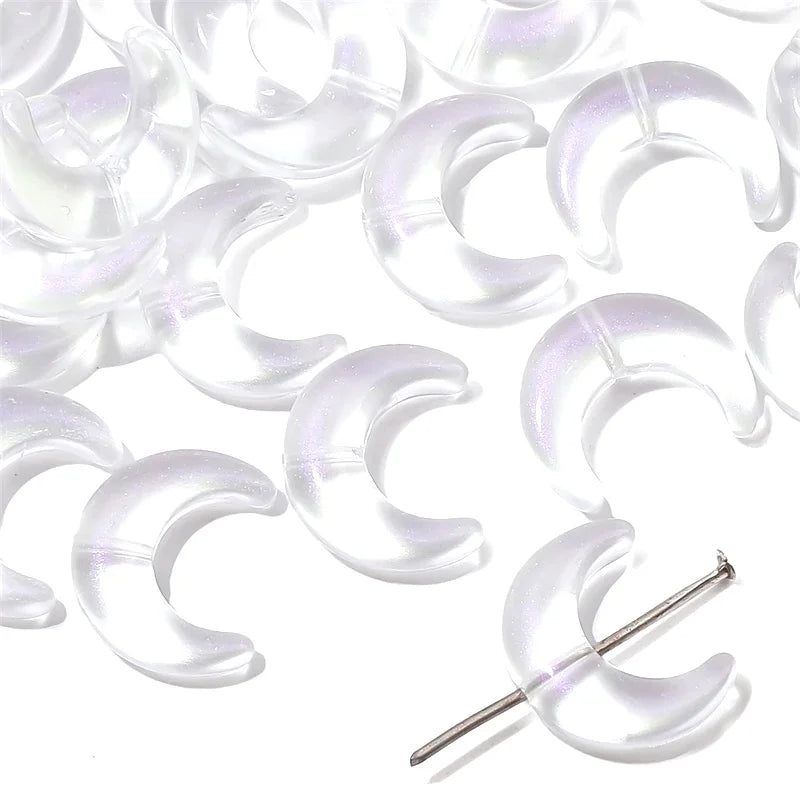 10pcs 15x12mm Crystal Glass Moon Charm Beads Fit for 8mm Beads for Necklace Bracelet Earring DIY Jewelry Making Supply