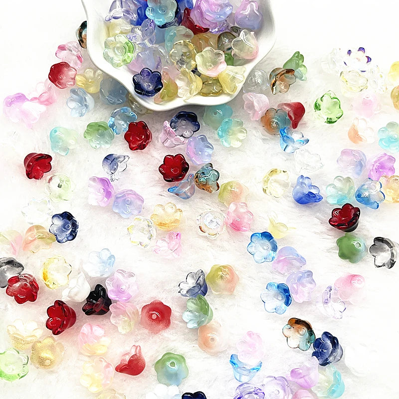 New 20pcs/lot 7X12mm Colorful Bellflower Lampwork Beads Caps Glass Spacer Beads for Jewelry Making DIY Bracelets Hairpin