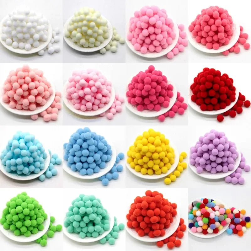 Assorted Fluffy Pom Poms For Craft Projects Or DIY Decor