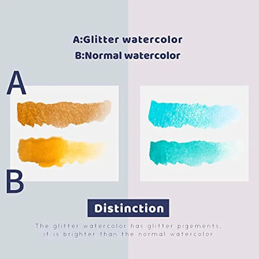 Watercolor Artist Grade 24 Metallic Glitter Set With Palette Journal