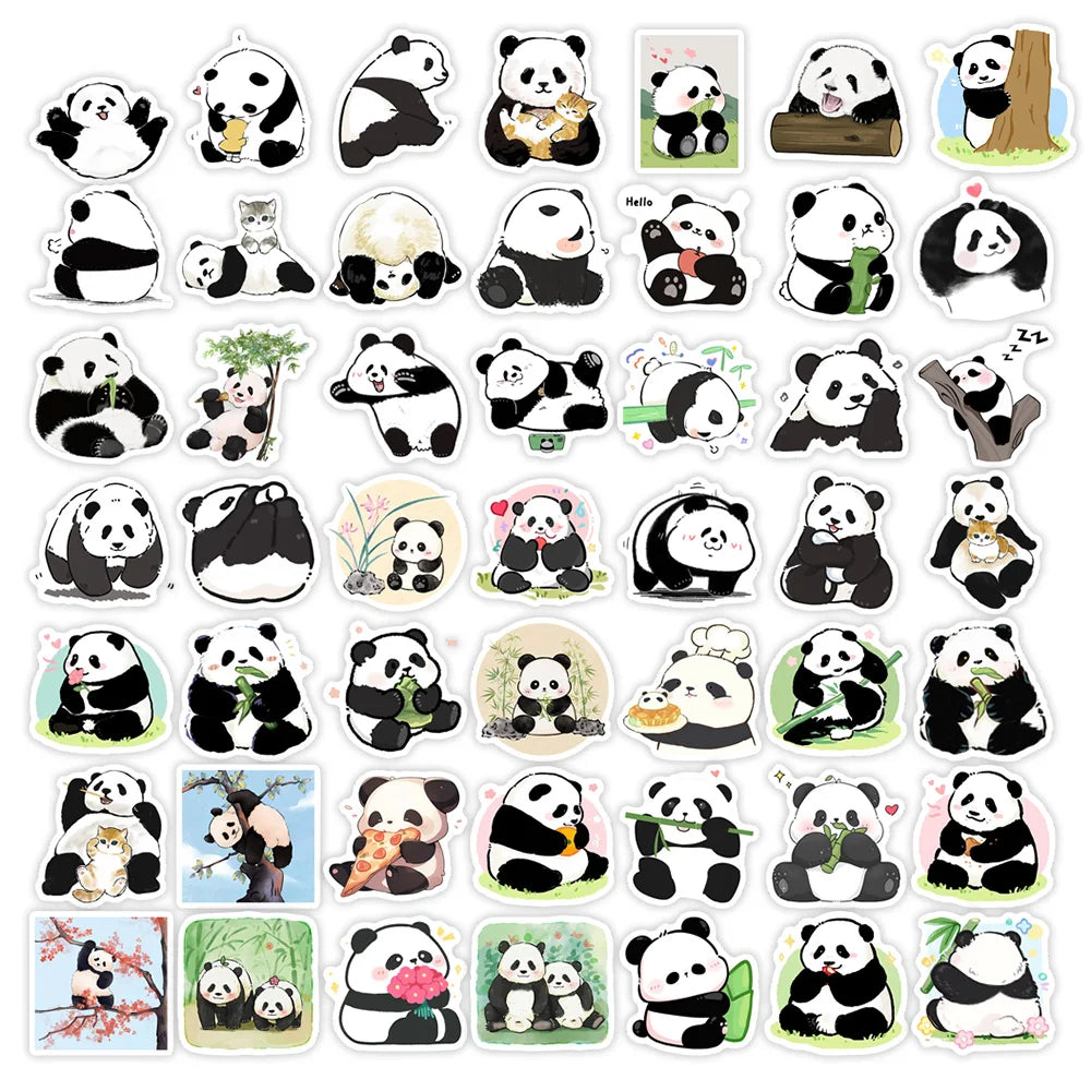 Panda Cartoon Stickers Set Waterproof Vinyl Decals For Laptop