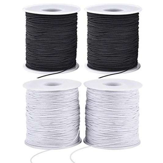 Stretchy String for Bracelets, 4 Rolls 1 mm Sturdy Elastic String Elastic Cord for Jewelry Making, Necklaces, Beading 2 Black+