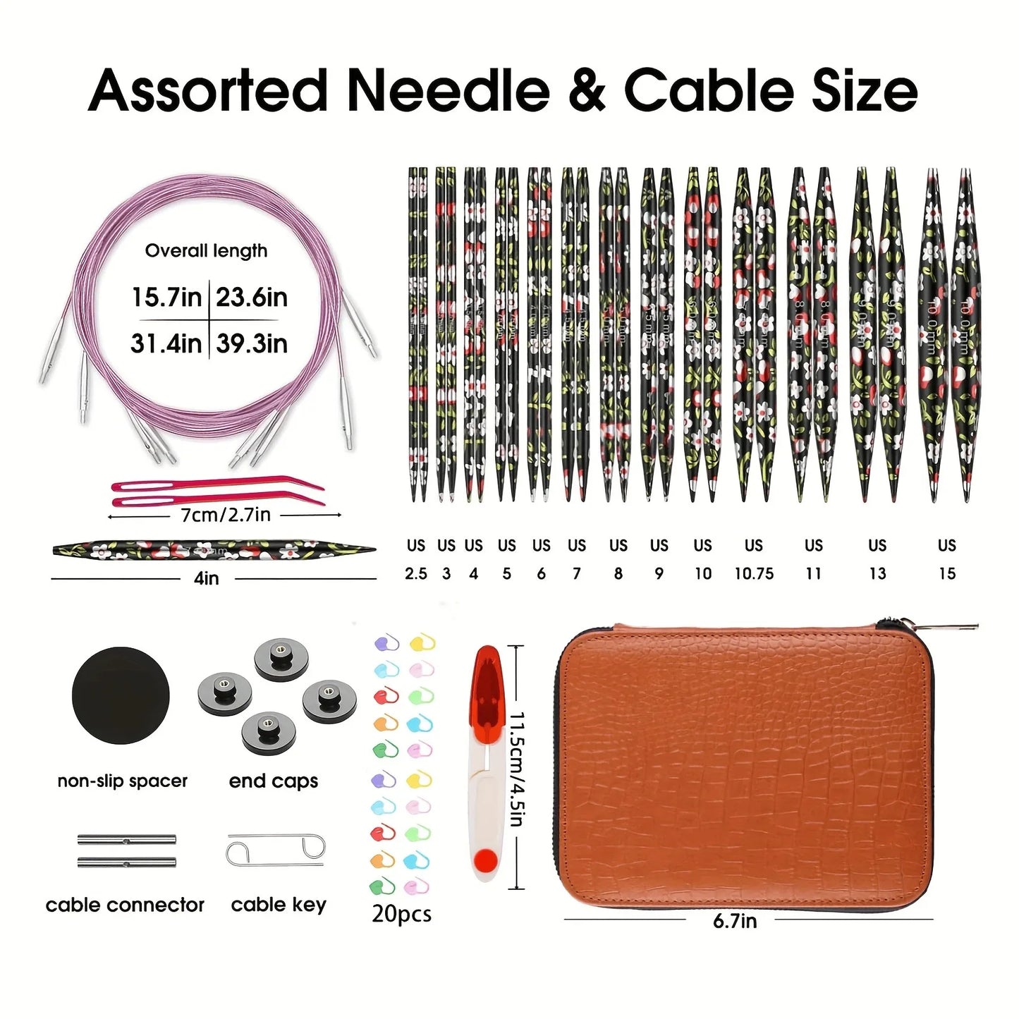 Interchangeable Circular Knitting Needles Set 13 Pairs 4 Inch