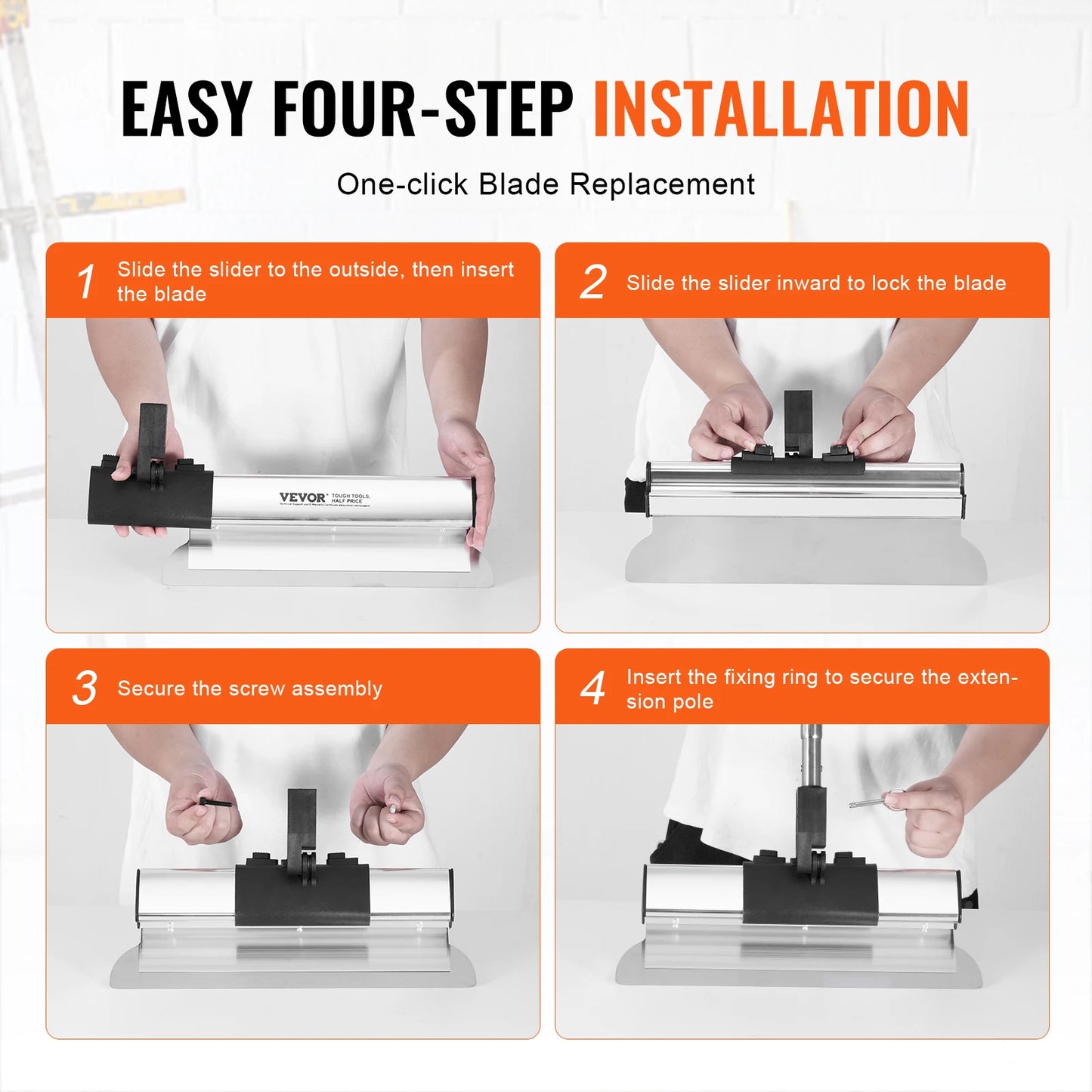 Professional Drywall Skimming Blade Set with Extension Pole