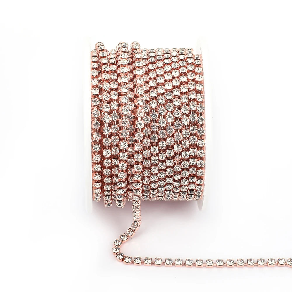 Red Glass Rhinestone Chain Trim Sew On For Garments
