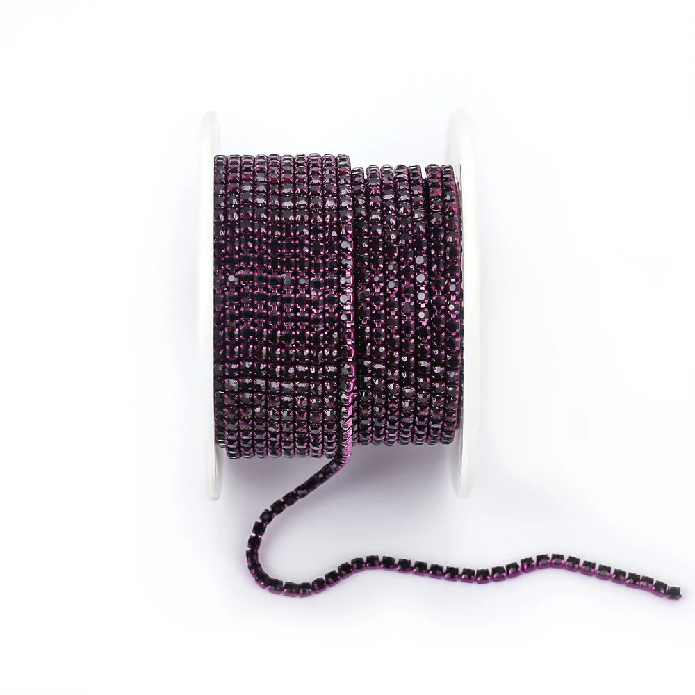 Red Glass Rhinestone Chain Trim Sew On For Garments