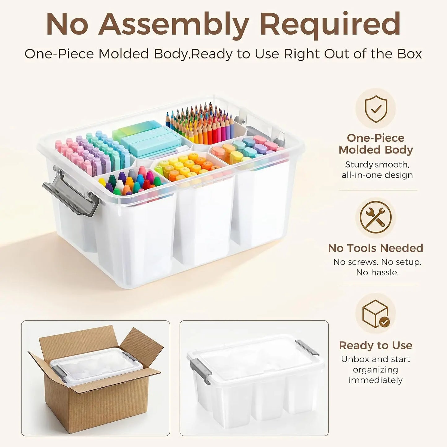 Clear Plastic Storage Bins With Lids For Organizing Tools And Crafts