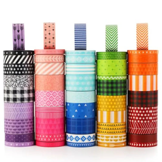 50 Rolls Washi Tape Set, Decorative Adhesive Tape for Scrapbook, Arts and Crafts, Journals, and Planners, Each Rolls 5yd Total