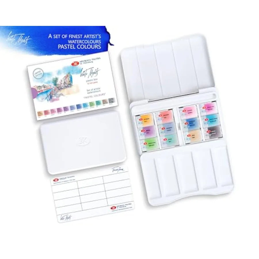 Professional Watercolor Set 12 Full Pans Extra Fine Artist Grade Pigments