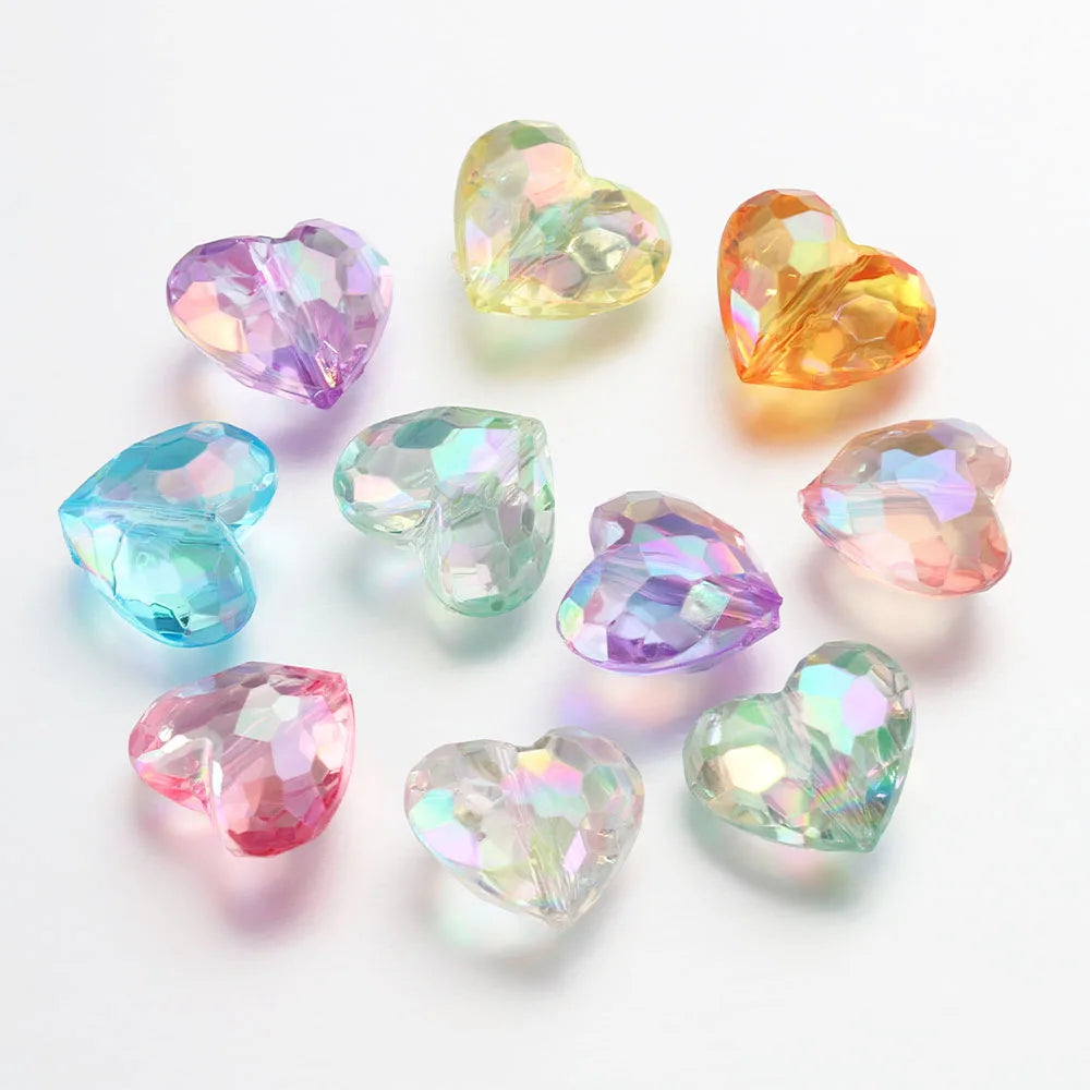 Acrylic Heart Beads 20 Pcs Transparent Spacer Beads For Jewelry