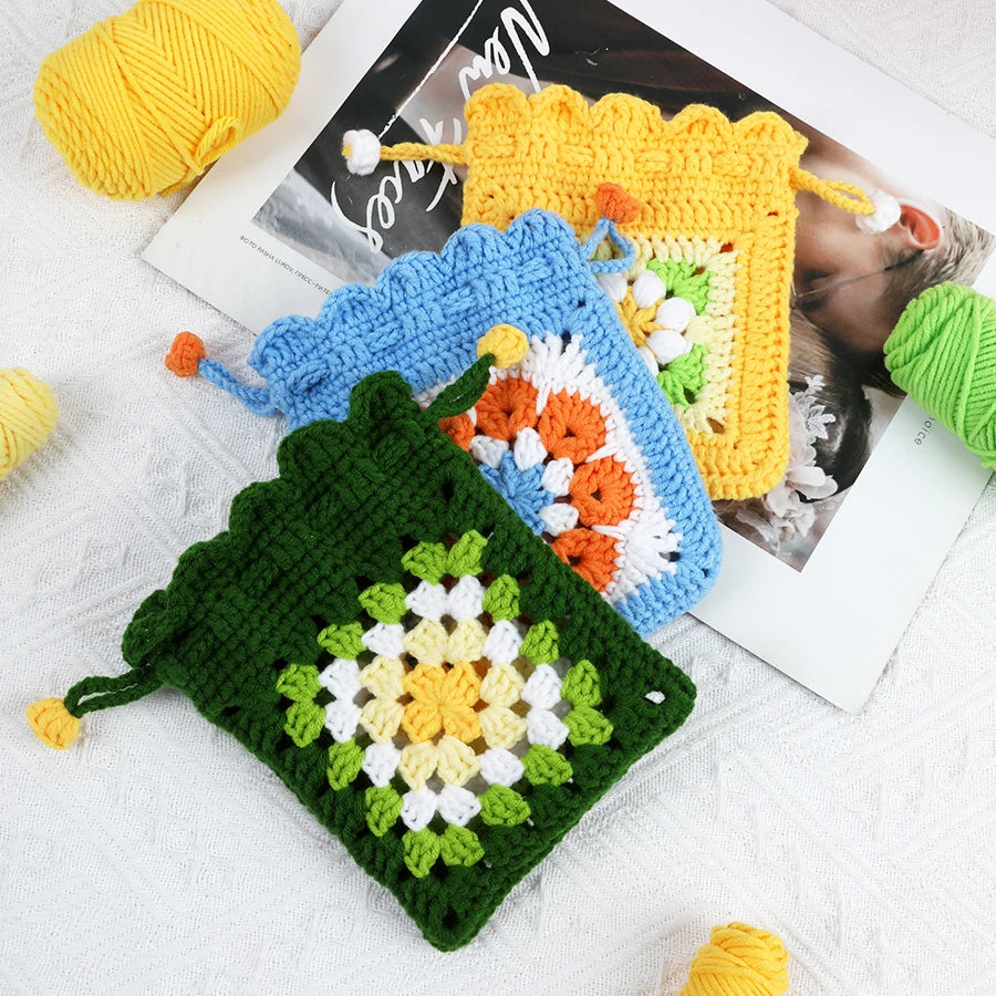 Crochet Starter Kit DIY Woven Material Bag With Tutorial Videos
