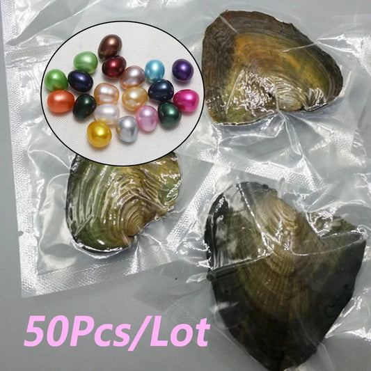 50PCs/Lot Vacuum Pack Oyster Wish Pearl about 7-8mm Freshwater Pearl Oyster DIY Jewelry Accessories Gift High-quality Pearl Bead