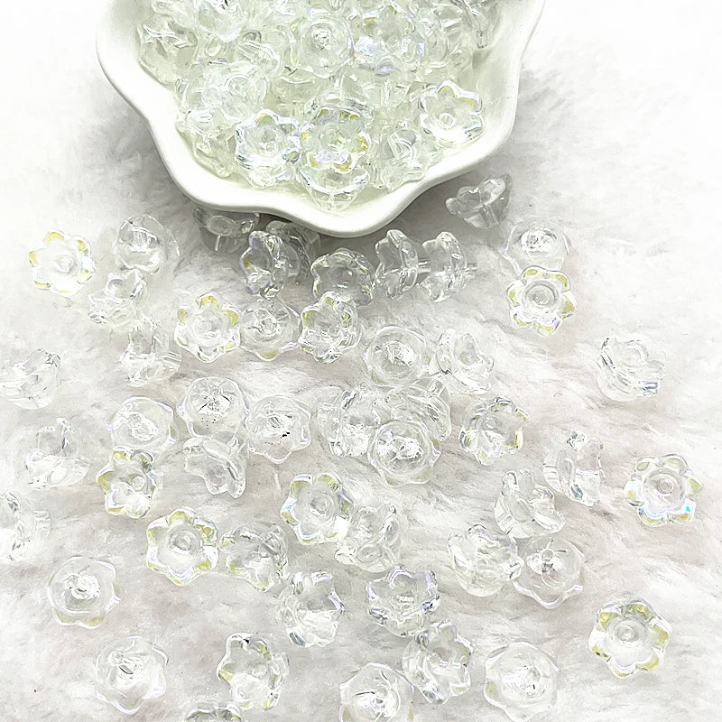 New 20pcs/lot 7X12mm Colorful Bellflower Lampwork Beads Caps Glass Spacer Beads for Jewelry Making DIY Bracelets Hairpin