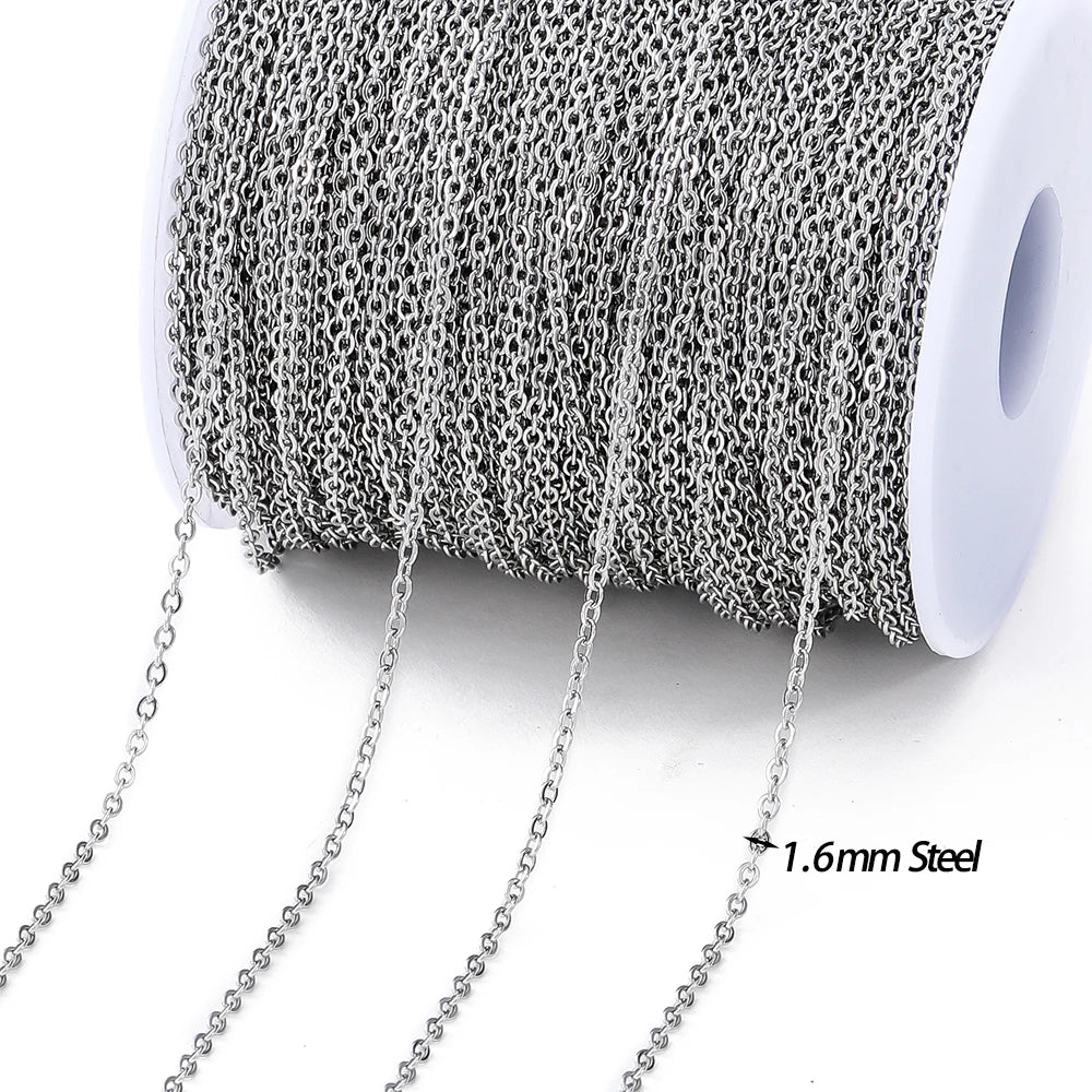 No Fade 2Meters Stainless Steel Chains Gold Color Lips Beads Beaded Chain for Jewelry Making DIY Necklace Bracelet Accessories